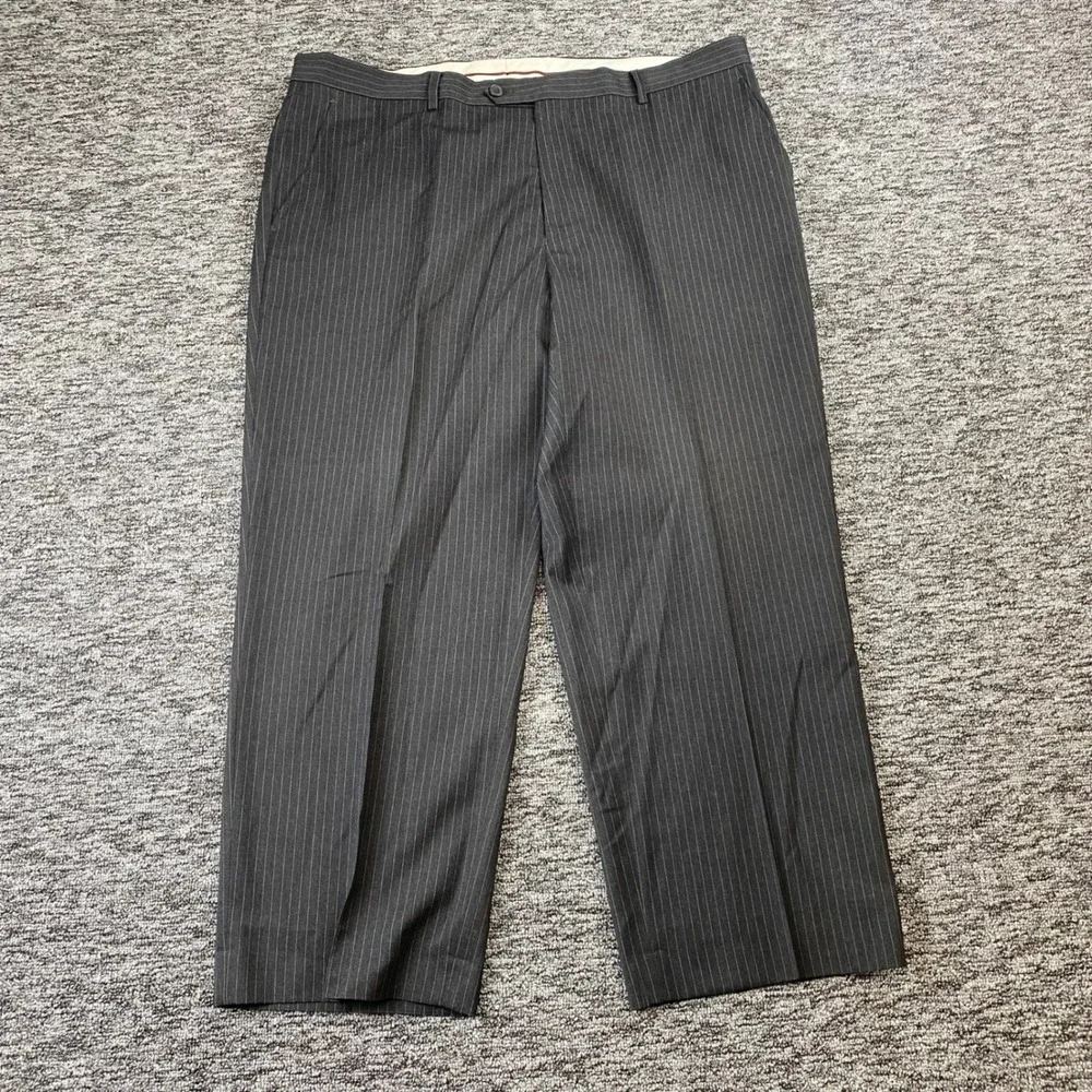 Renoir Mens 46 40 Charcoal Gray Pinstripe 2 Button Suit Super 120s 40x35